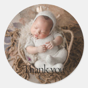 1 Foto Baby Bedankt Ronde Sticker