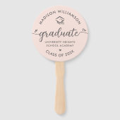1 Foto Blush Roze Afstuderen Script Hearts Pet Handwaaier (Voorkant)