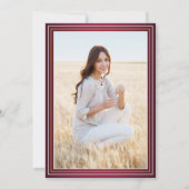 1 Foto Elegant Maroon Red Gold Yellow Afstuderen Kaart (Achterkant)