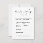 1 Foto Elegant Simple Script Kindly Reply Wedding RSVP Kaartje (Voorkant)