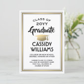 1 Foto Elegant Simple White Gold Afstuderen Aankondiging (Staand voorkant)