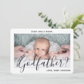 1 Foto Godfather Voorstel Moderne Elegante Script Kaart (Staand voorkant)