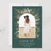 1 foto groene botanische florale Afstuderen Aankondiging (Voorkant)