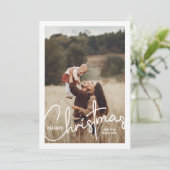 1 Foto Handgeschreven Script Vrolijk Kerstfeest Feestdagenkaart (Staand voorkant)