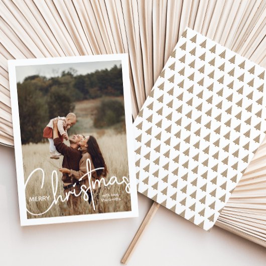 1 Foto Handgeschreven Script Vrolijk Kerstfeest Feestdagenkaart