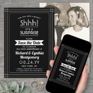 1 Foto Jubileum Surprise Party Zwart-wit Save The Date