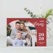 1 foto Kerstboog modern minimalistisch rood Feestdagenkaart (Staand voorkant)