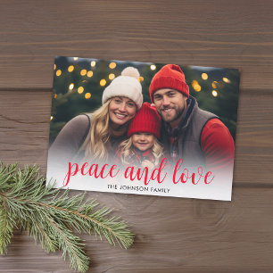 1 foto Kerstmis Script Rood Groen Plaid Feestdagenkaart