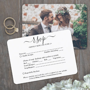 1 Foto Maaltijd Opties Lied Verzoek Eenvoudige Bru RSVP Kaartje