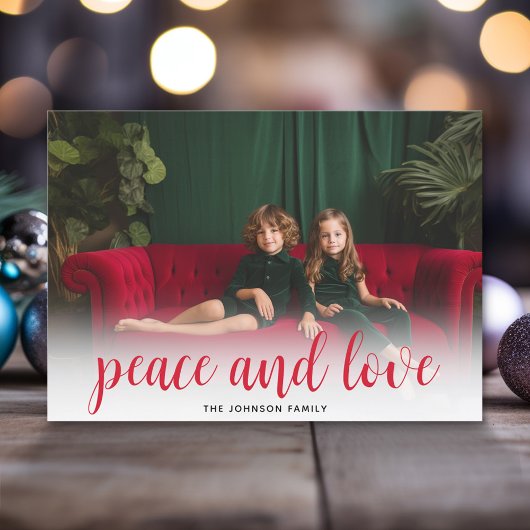 1 Foto met kerstscript Red Green Plays Peace Feestdagenkaart