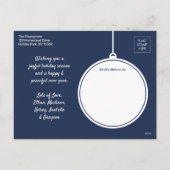 1 Foto Modern Minimalist Navy Blue Joy Ornament Feestdagenkaart (Achterkant)