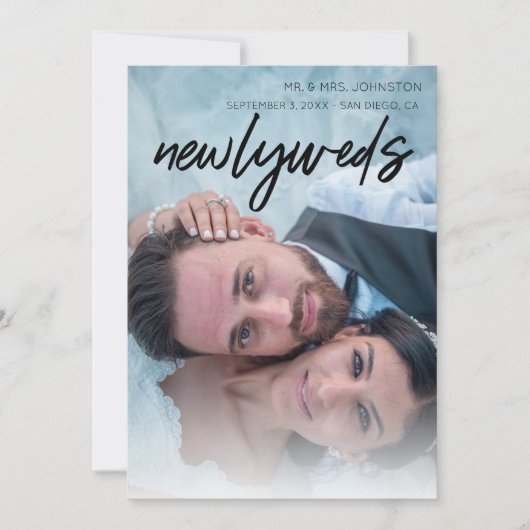 1 Foto Passen getrouwd Aankondiging - Zwart (Voorkant)