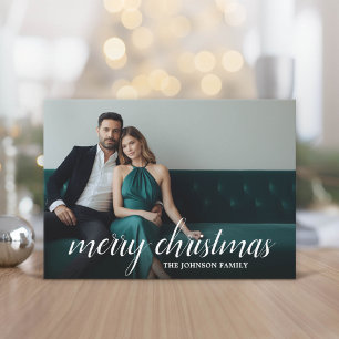 1 Foto Prettig Kerst Script Houndstooth Feestdagenkaart