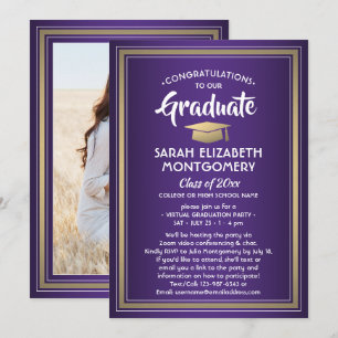 1 Foto Virtual Graduation Party Paars Gold White Kaart