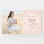 1 Fotoroze Rose Gold Glitter Afstuderen Spandoek (Horizontaal)