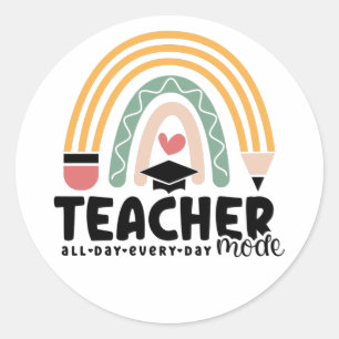 1- Funny Teacher Mode Teaching Gift for Teacher Ronde Sticker