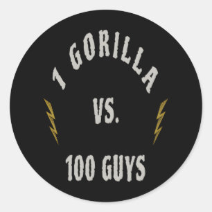 1 Gorilla vs. 100 Mannen Ronde Sticker