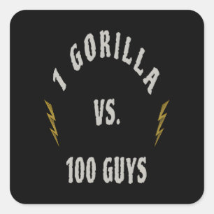 1 Gorilla vs. 100 Mannen Vierkante Sticker