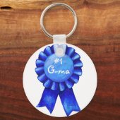 #1 Grandma Blue Ribbon Sleutelhanger (Voorkant)