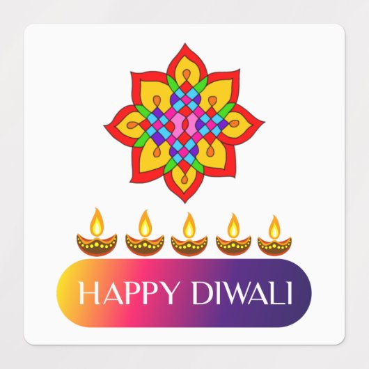 #1.Happy Diwali het lichtfestival van India Labels (Design 2)