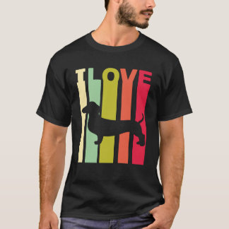 1 Ik hou van Dachshund Bedrukte Vintage Hond Liefh T-shirt
