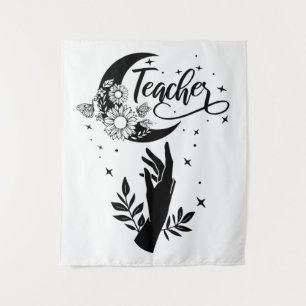 1- Inspirerend leraar sjirt, minimalistische leraa Wandkleed