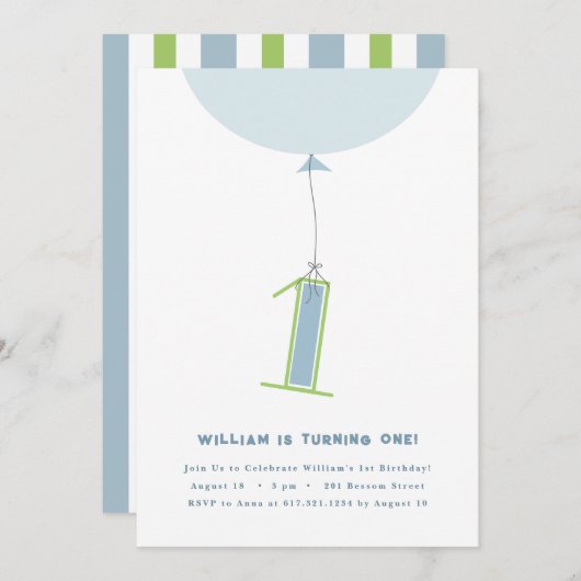 #1 Invitation au premier anniversaire du ballon (Devant / Derrière)