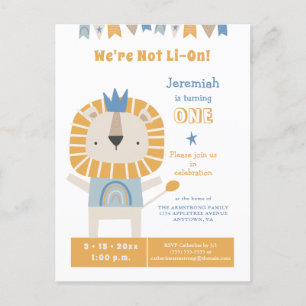 1 jaar Boy Lion Birthday Party Invitation Briefkaart