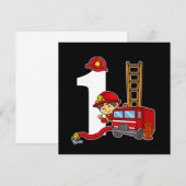1 jaar brandweerdag brandweerwagen eerste verjaard kaart (Voorkant / Achterkant)