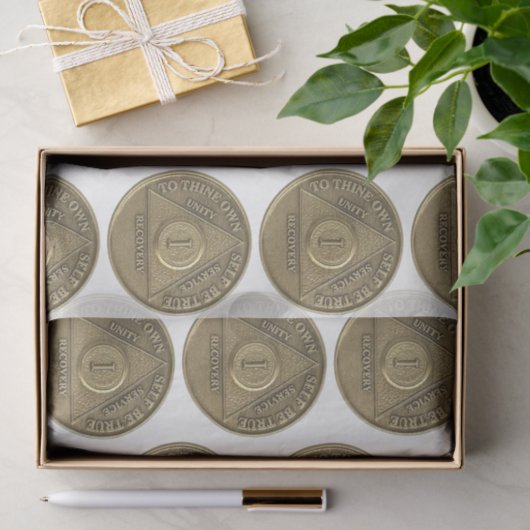 1 Jaar Herstel Jubileum Munt wit Tissuepapier (Geschenk)