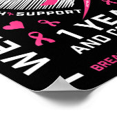 1 jaar kanker gratis mam roze bewustzijn borstkank poster (Hoek)