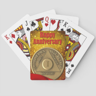 1 Jaar Nuchter Munten Glitter Gelukkig Jubileum Pokerkaarten