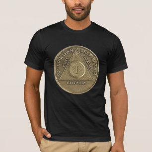 1 Jaar Nuchtere Hersteldag Munt T-shirt