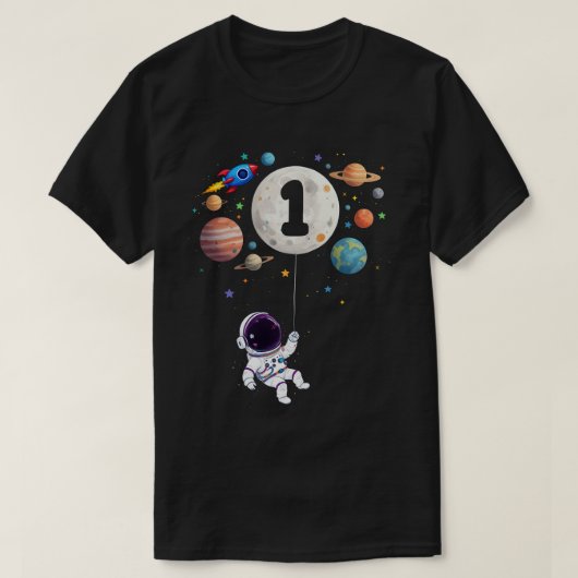 1 jaar oud verjaardag planeten astronaut 1e verjaa t-shirt (Design voorkant)
