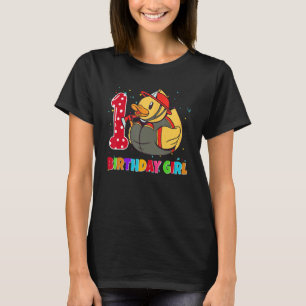 1 jaar oud verjaardag Schattige rubber eendje bran T-shirt