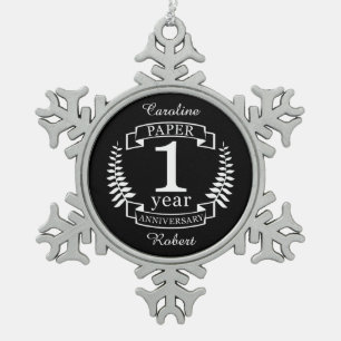 1 jaar oude dag tin sneeuwvlok ornament