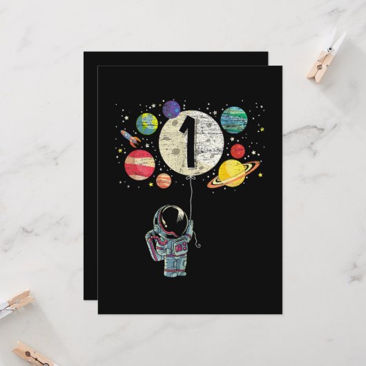 1 jaar oude geboorthday Boy Astronaut 1st Birthday Kaart (Voorkant / Achterkant in situ)