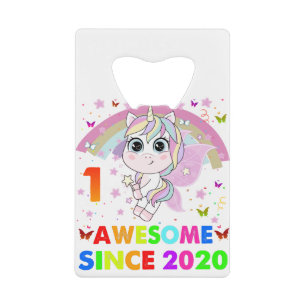 1 jaar oude Unicorn Cutie 1st Birthday Unicorn Gif Kredietkaart Flessenopener