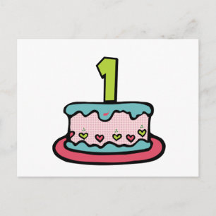 1 jaar oude verjaardagsCake Briefkaart
