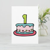 1 jaar oude verjaardagsCake Kaart (Staand voorkant)