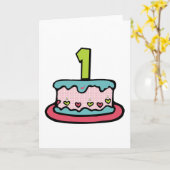 1 jaar oude verjaardagsCake Kaart (Gele Bloem)