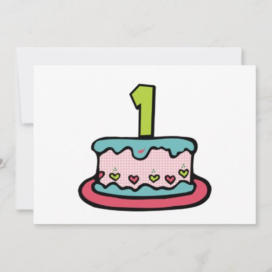 1 jaar oude verjaardagsCake Kaart (Voorkant)
