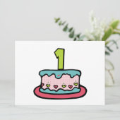 1 jaar oude verjaardagsCake Kaart (Staand voorkant)