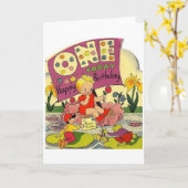  1 jaar oude vogelkaart kaart (Gele Bloem)