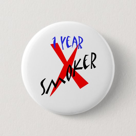 1 jaar Rood Ex-roker Ronde Button 5,7 Cm (Voorkant)
