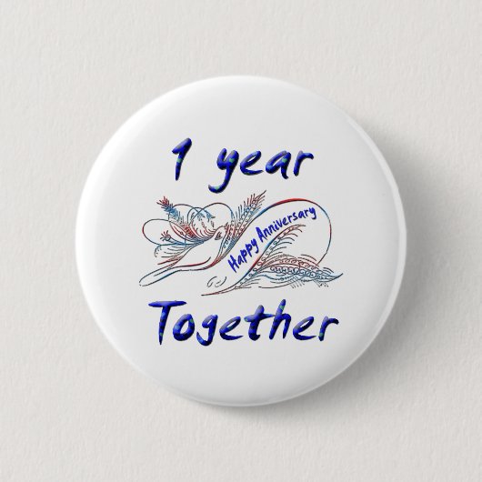 1 jaar samen ronde button 5,7 cm (Voorkant)