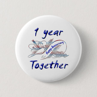 1 jaar samen ronde button 5,7 cm