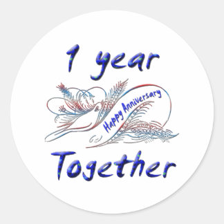 1 jaar samen ronde sticker