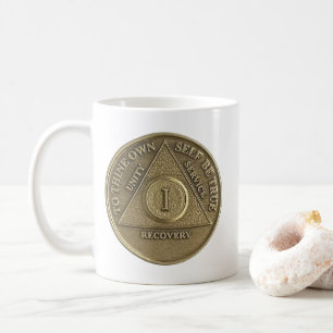1 Jaar Sober Medallion Munt Gelukkig Jubileum Koffiemok