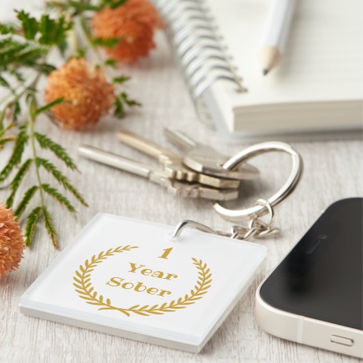 1 jaar Sober Sleutelhanger for Addication Recovery (Voorkant Rechts)